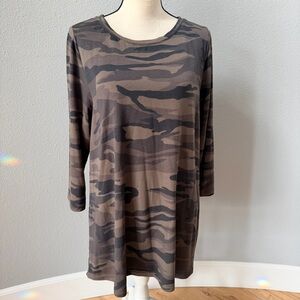 Carolina Belle Brown Camouflage Long Sleeve Dress